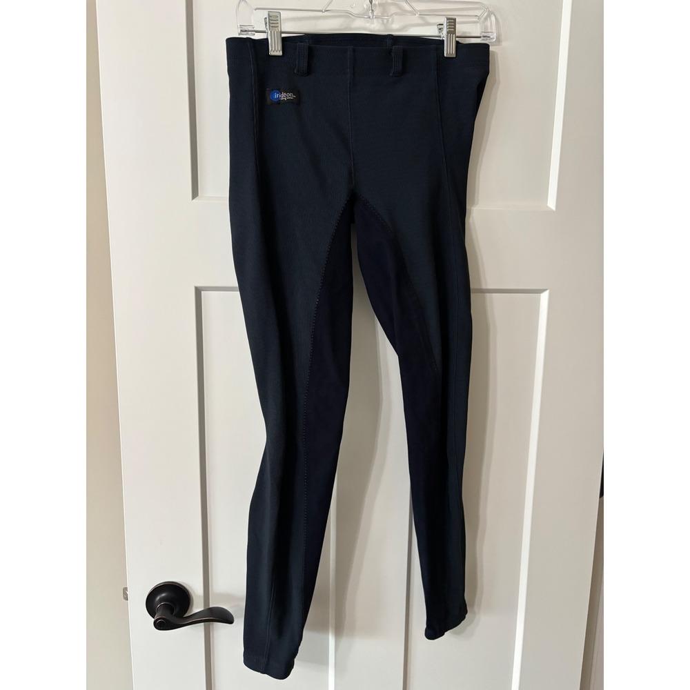 Irideon Riding Wear Breeches Womens Large Navy Blue Ribbed Full Seat Equestrian